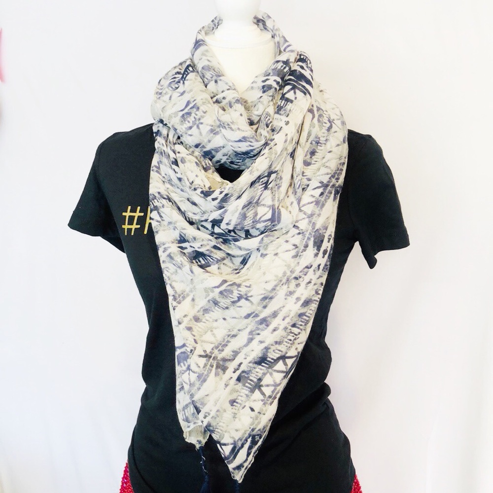 Tribal Blue Printed Scarf
